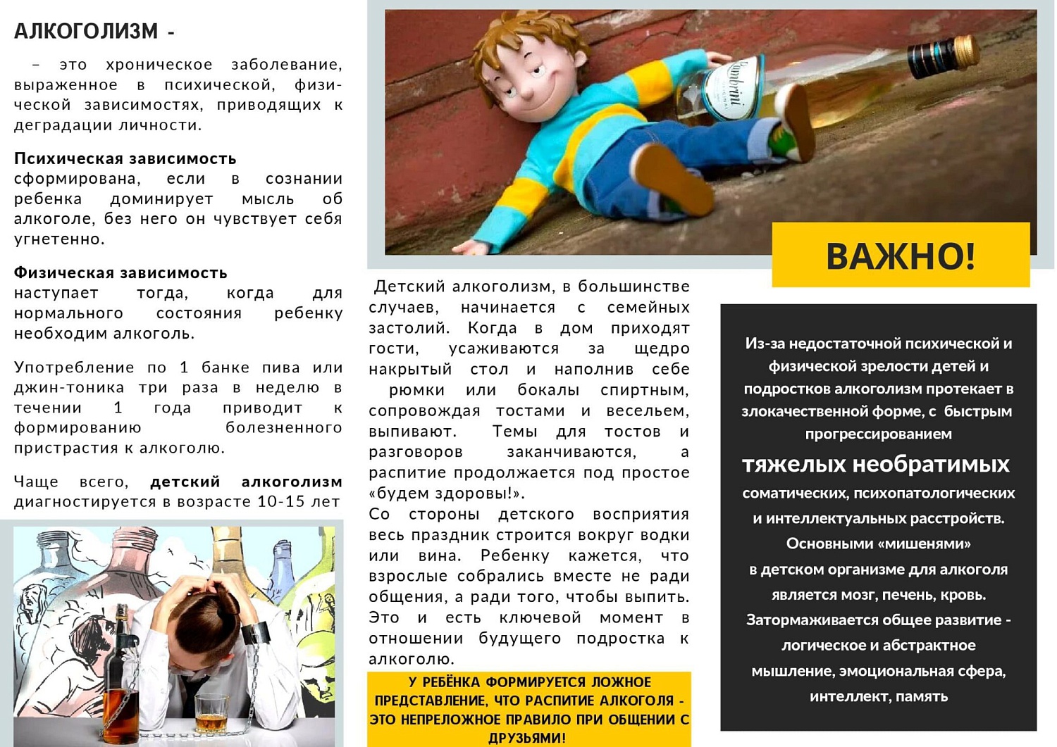 Информационно-пропагандистские материалы по профилактике алкоголизма
